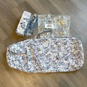 Orlane Paris Yoga Bowling Bag Workout Cosmetic Bag Blue White Floral New